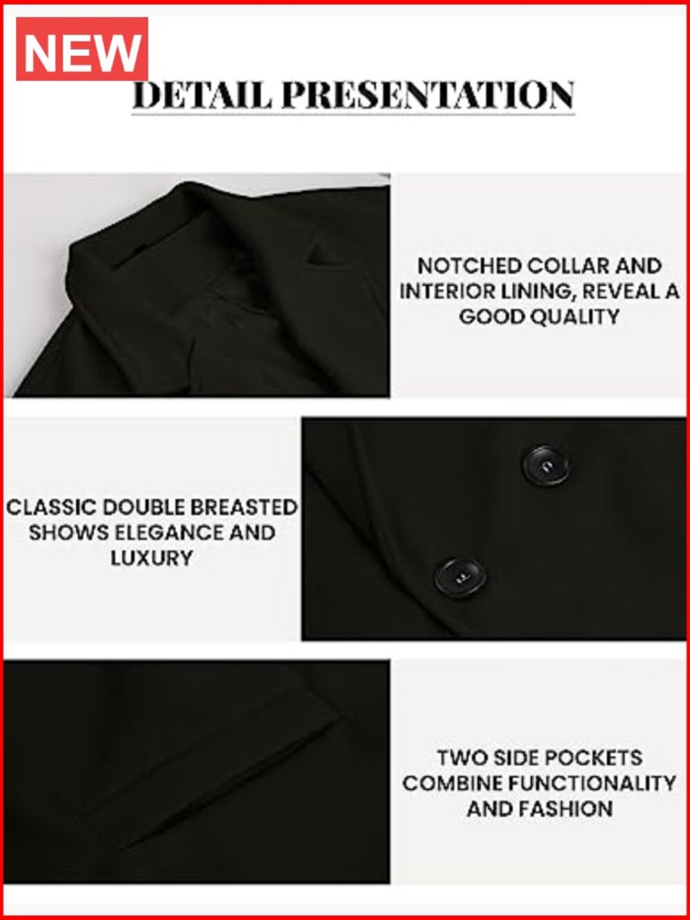 Wool Blend Oversized Double Breasted Long Trench Overcoat - Picture 4 of 7